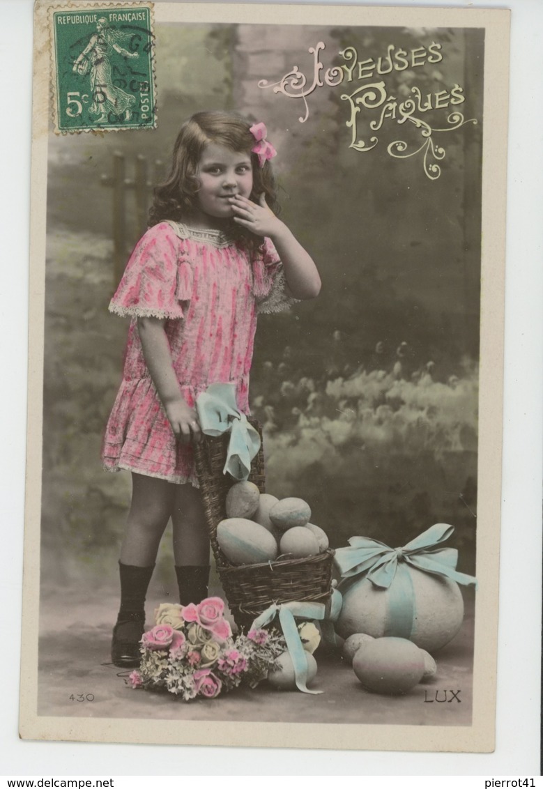 ENFANTS - LITTLE GIRL - MAEDCHEN - Jolie Carte Fantaisie Portrait Fillette Avec Oeufs De JOYEUSES PAQUES - Pâques