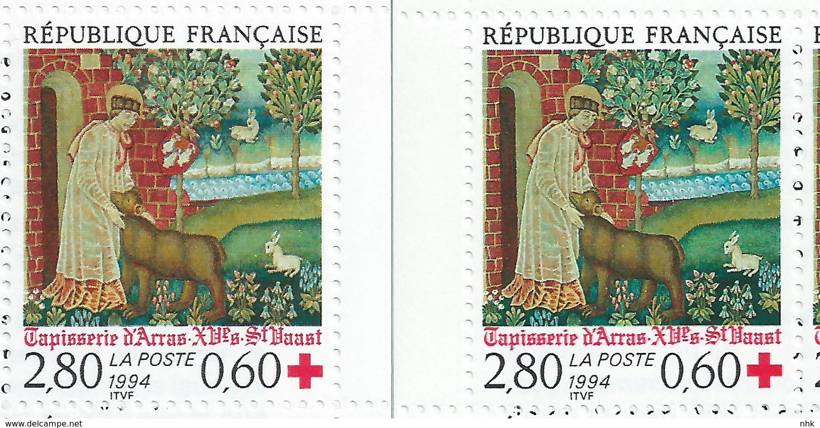 [17] Variété : Carnet N° 2043 Croix-rouge 1994 N° 2915 Double-frappe Du Tableau + Normal ** - Carnets