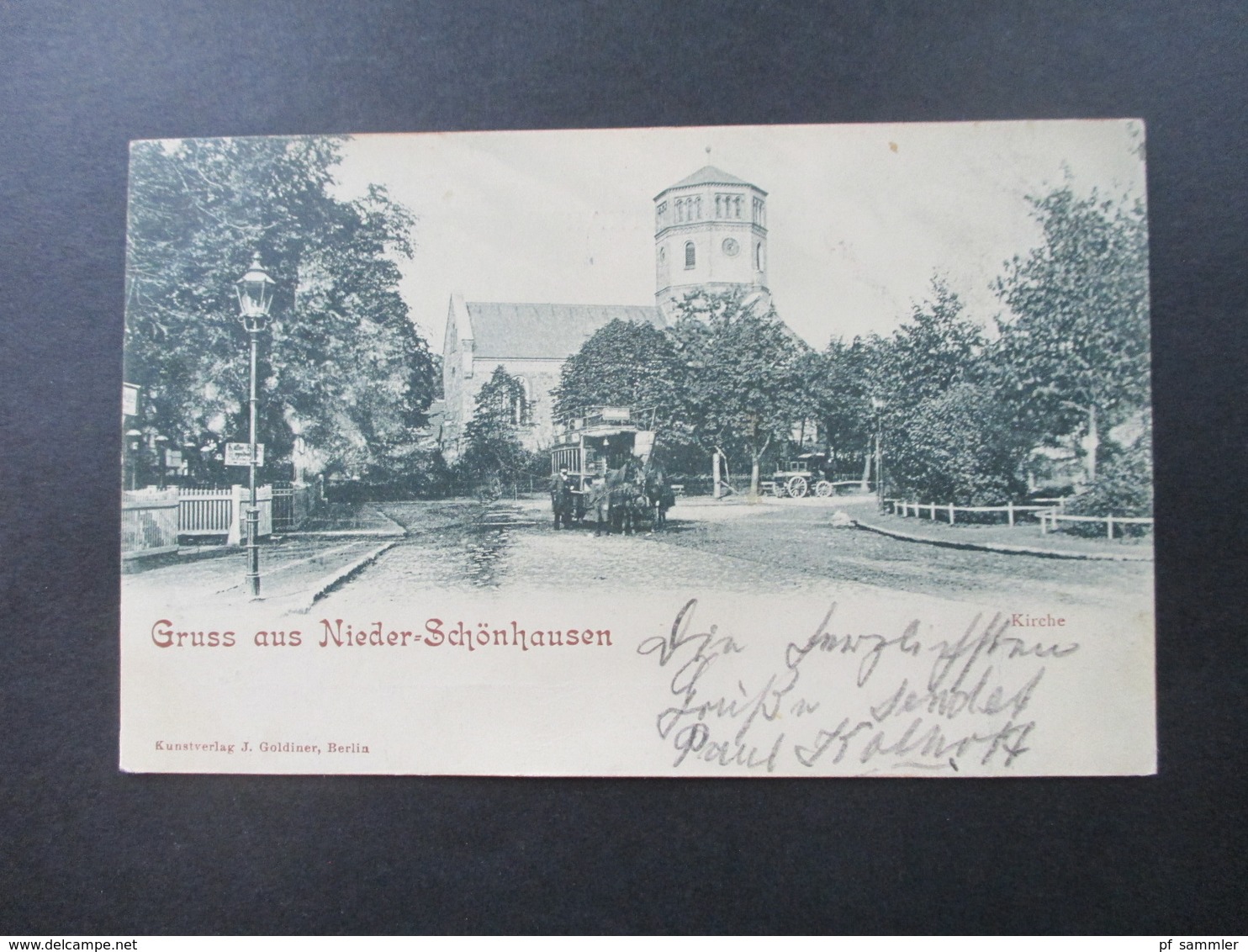 Berliner Ortskarte 1902 AK Gruss Aus Nieder - Schönhausen Kirche Kunstverlag J. Goldiner Berlin Germania Reichspost - Greetings From...