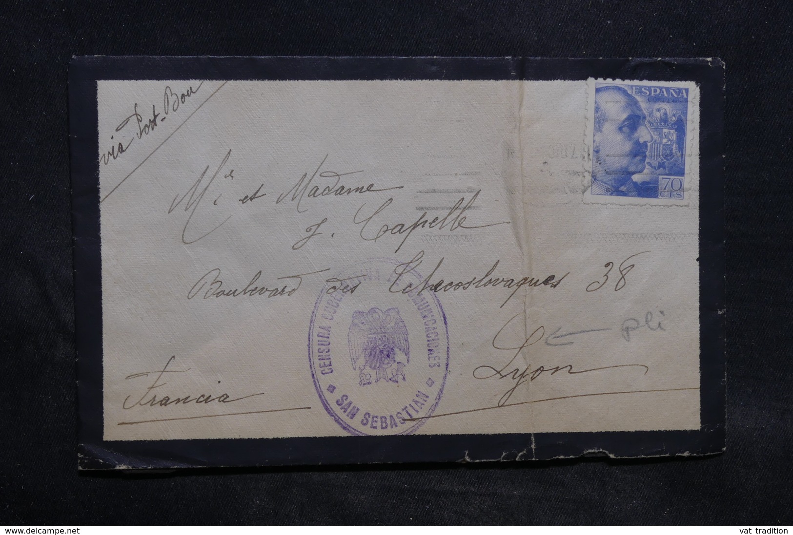 ESPAGNE - Enveloppe De San Sébastien Pour La France En 1940 Avec Cachets De Censures - L 34433 - Nationalists Censor Marks