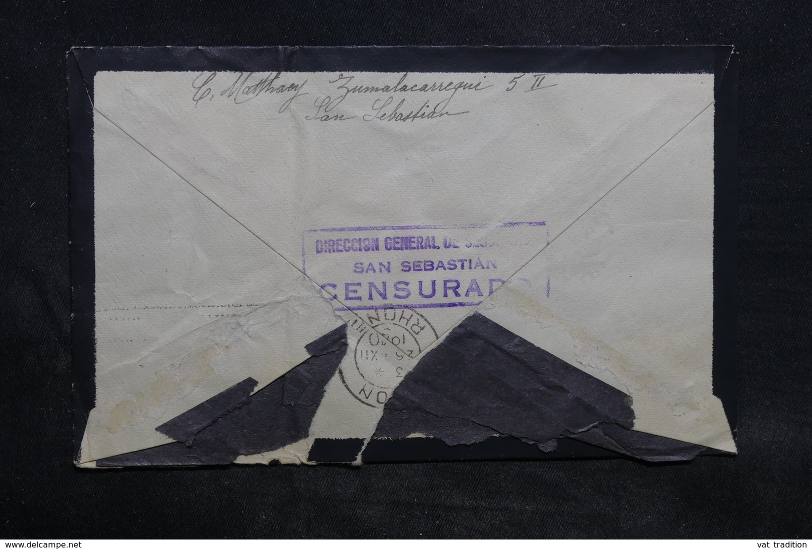 ESPAGNE - Enveloppe De San Sébastien Pour La France En 1940 Avec Cachets De Censures - L 34433 - Nationalists Censor Marks