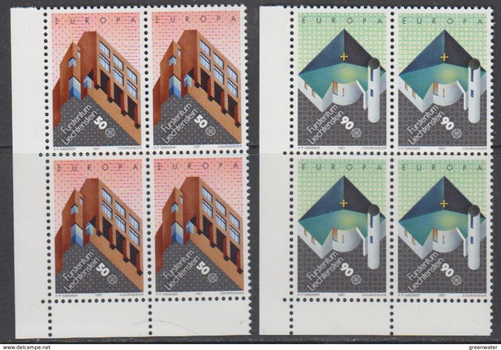 Europa Cept 1987 Liechtenstein 2v Bl Of 4 (corners) ** Mnh (43453B) - 1987