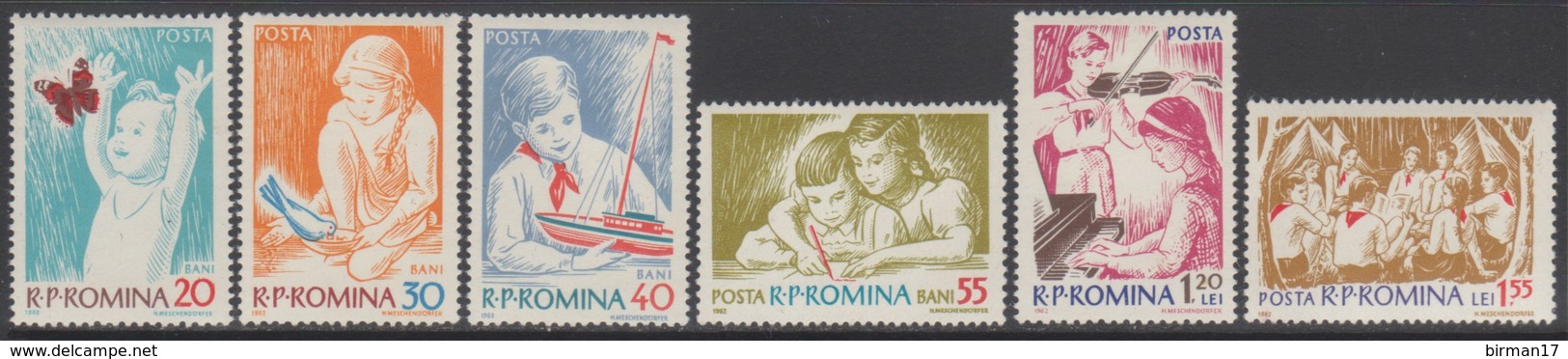 ROUMANIE 1962 6 TP Enfance N° 1873 à 1878 Y&T Neuf ** - Neufs