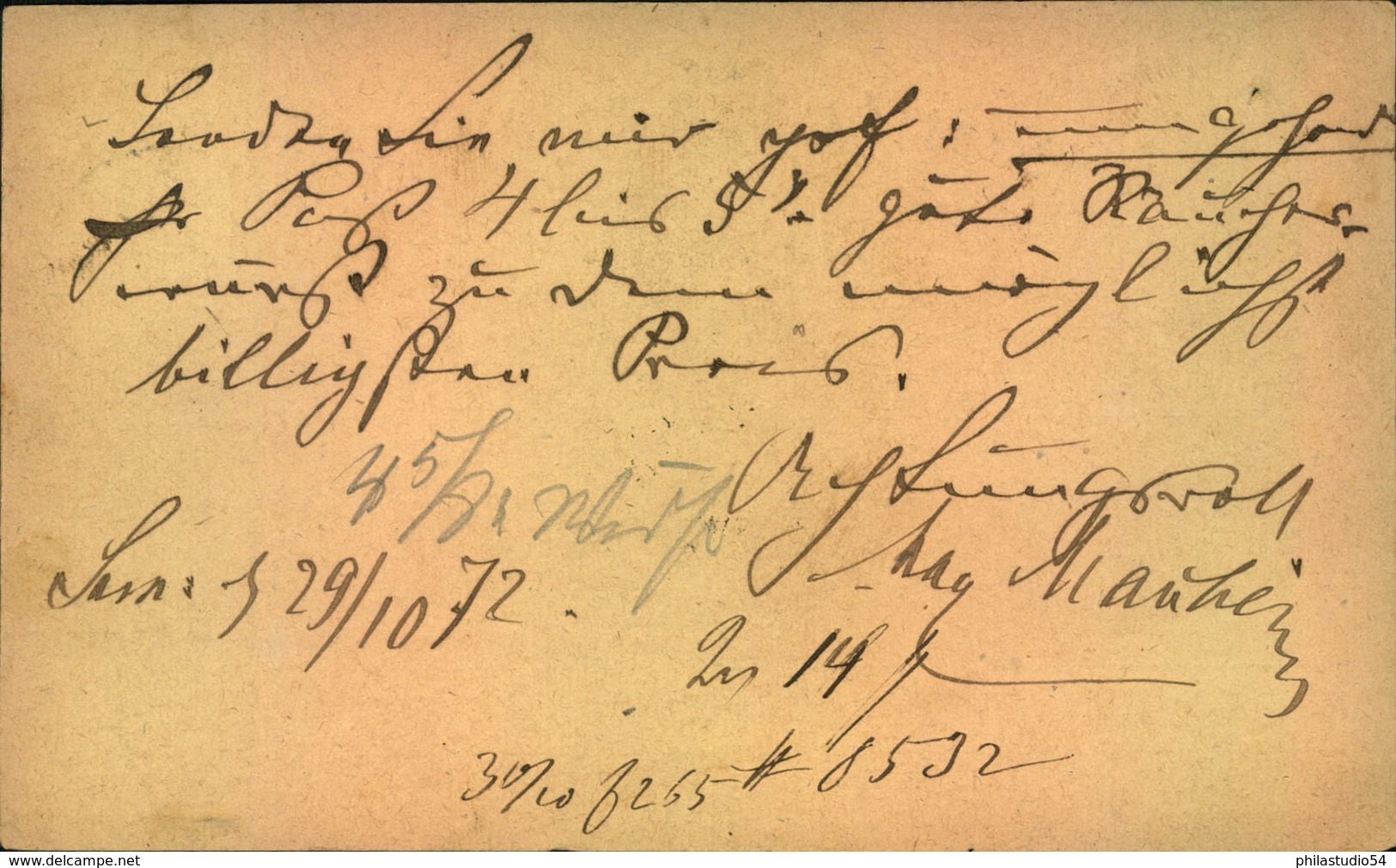 1872, Postkarte 1/2 Groschen Grßer Brustschild -SAROCZIN - Autres & Non Classés