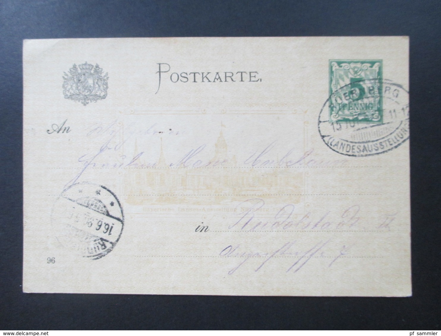 AD Bayern 1896 Sonderpostkarte P 48 Nürnberg Landesausstellung Mit SST 2 Karten - Ganzsachen