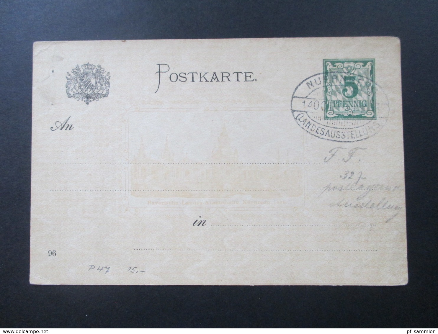 AD Bayern 1896 Sonderpostkarte P 48 Nürnberg Landesausstellung Mit SST 2 Karten - Postwaardestukken