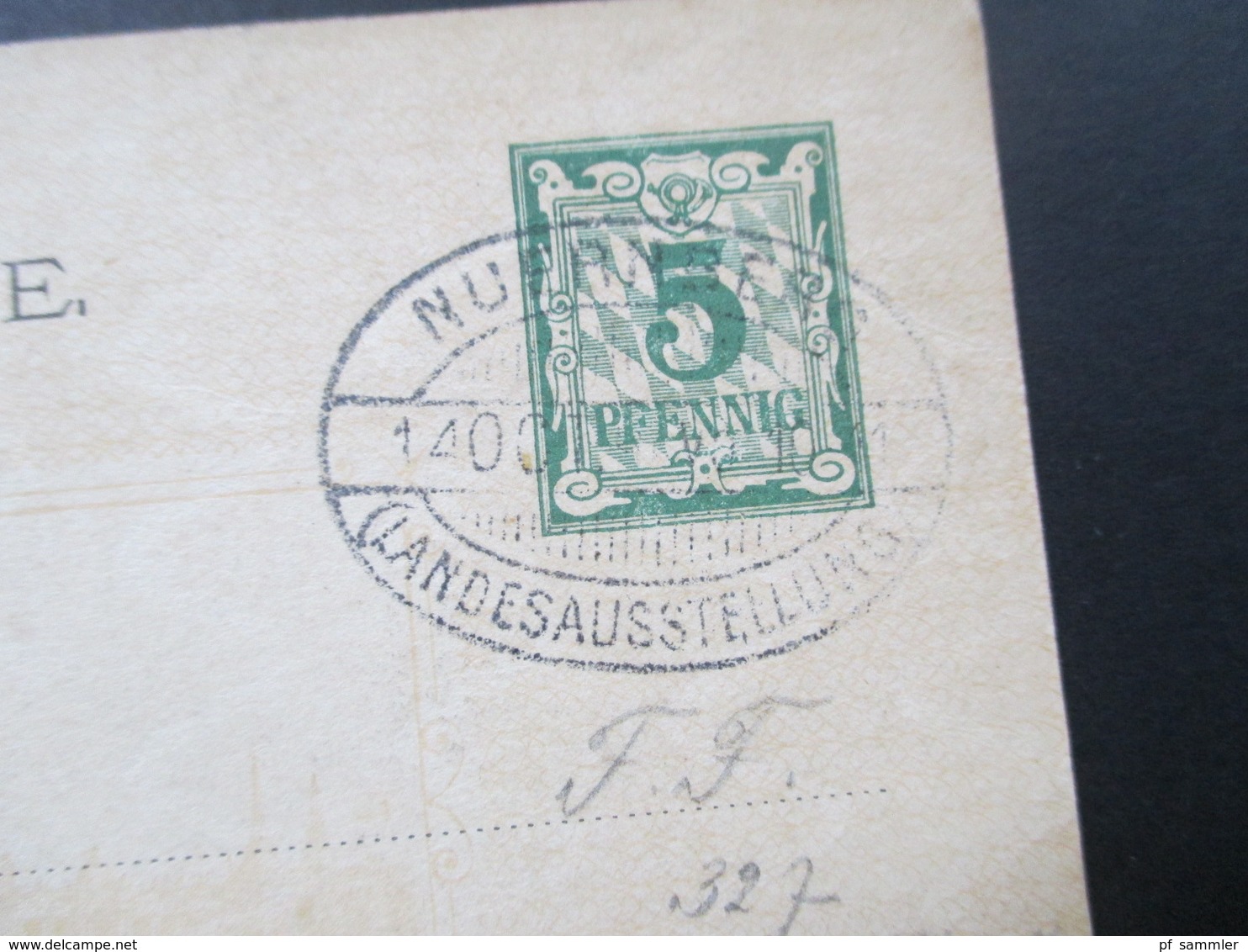 AD Bayern 1896 Sonderpostkarte P 48 Nürnberg Landesausstellung mit SST 2 Karten