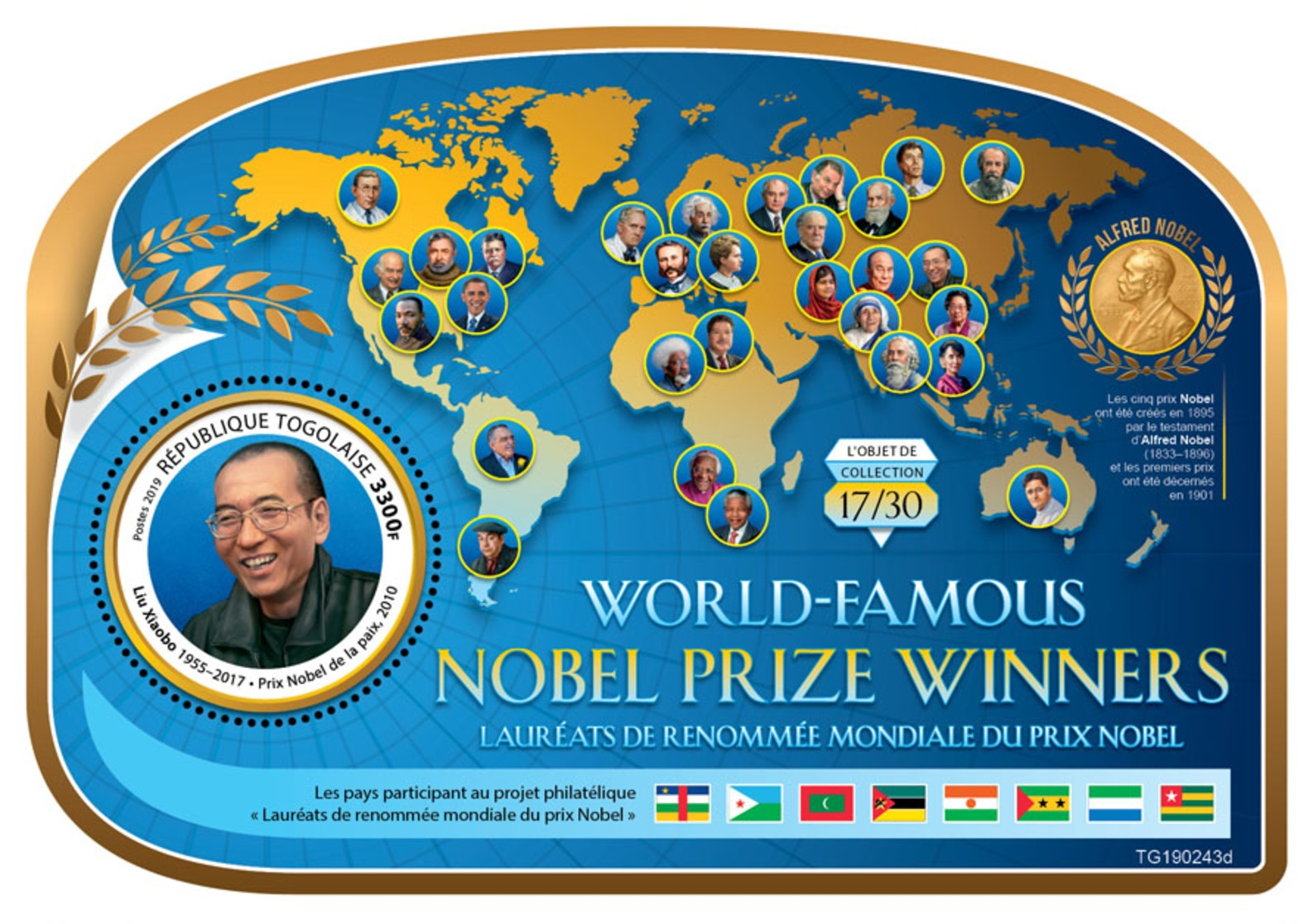 Togo 2019 Liy Xiaobo Nobel Peace Prize S/S TG190243d - Other & Unclassified