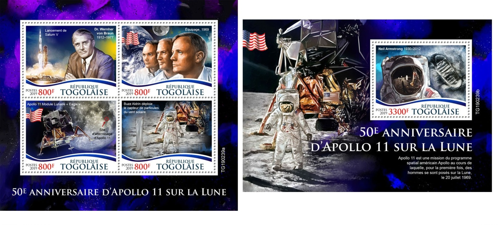 Togo 2019 Apollo 11 Moon Landing 50th Aniv Niel Armstrong MS+S/S TG190239 - Other & Unclassified