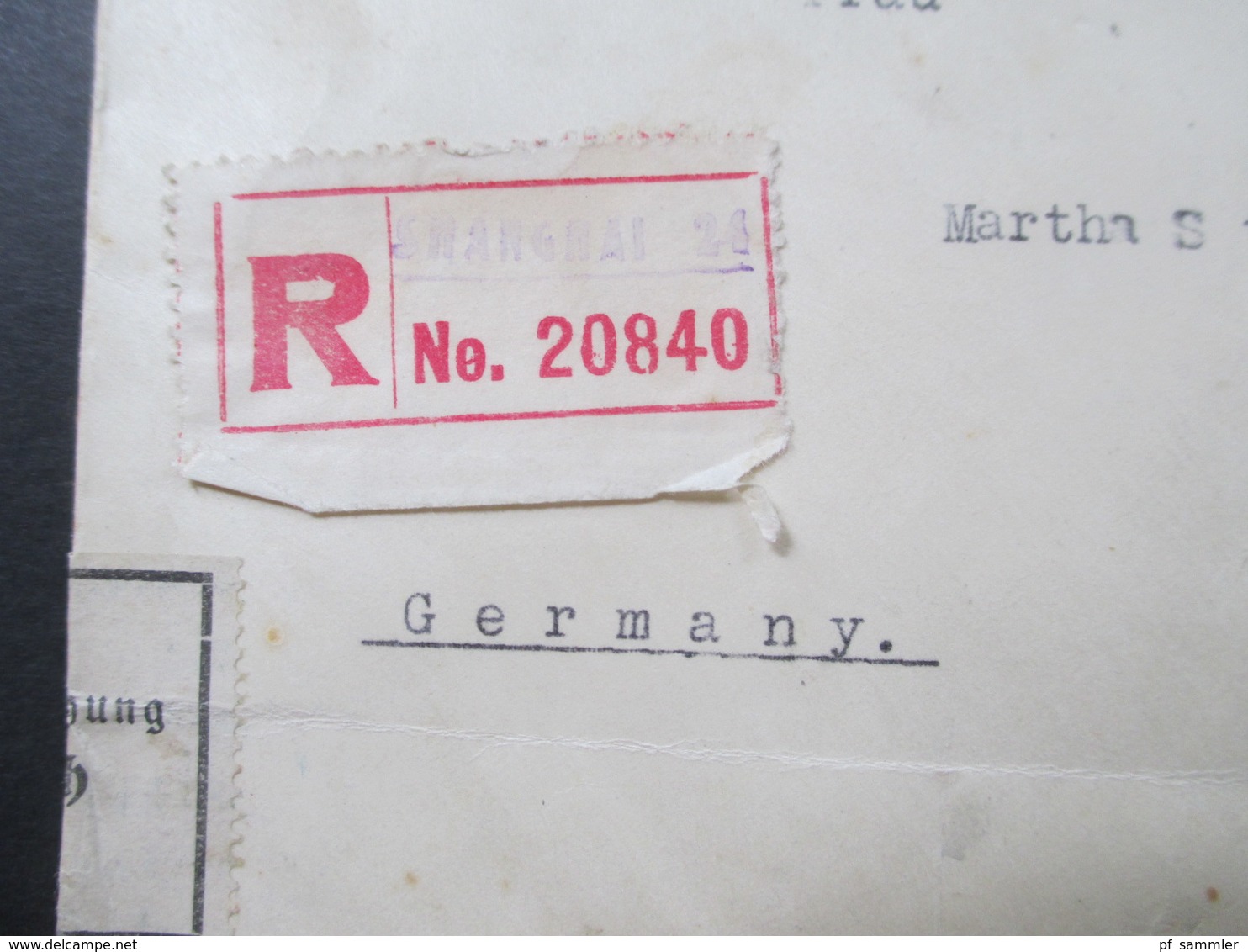 VR China 1939 Einschreiben Via Siberia Nach Hamburg. Gestempelter R- Zettel  Shanghai 24 No 20840 Zollamtlich Geöffnet - 1912-1949 Republic