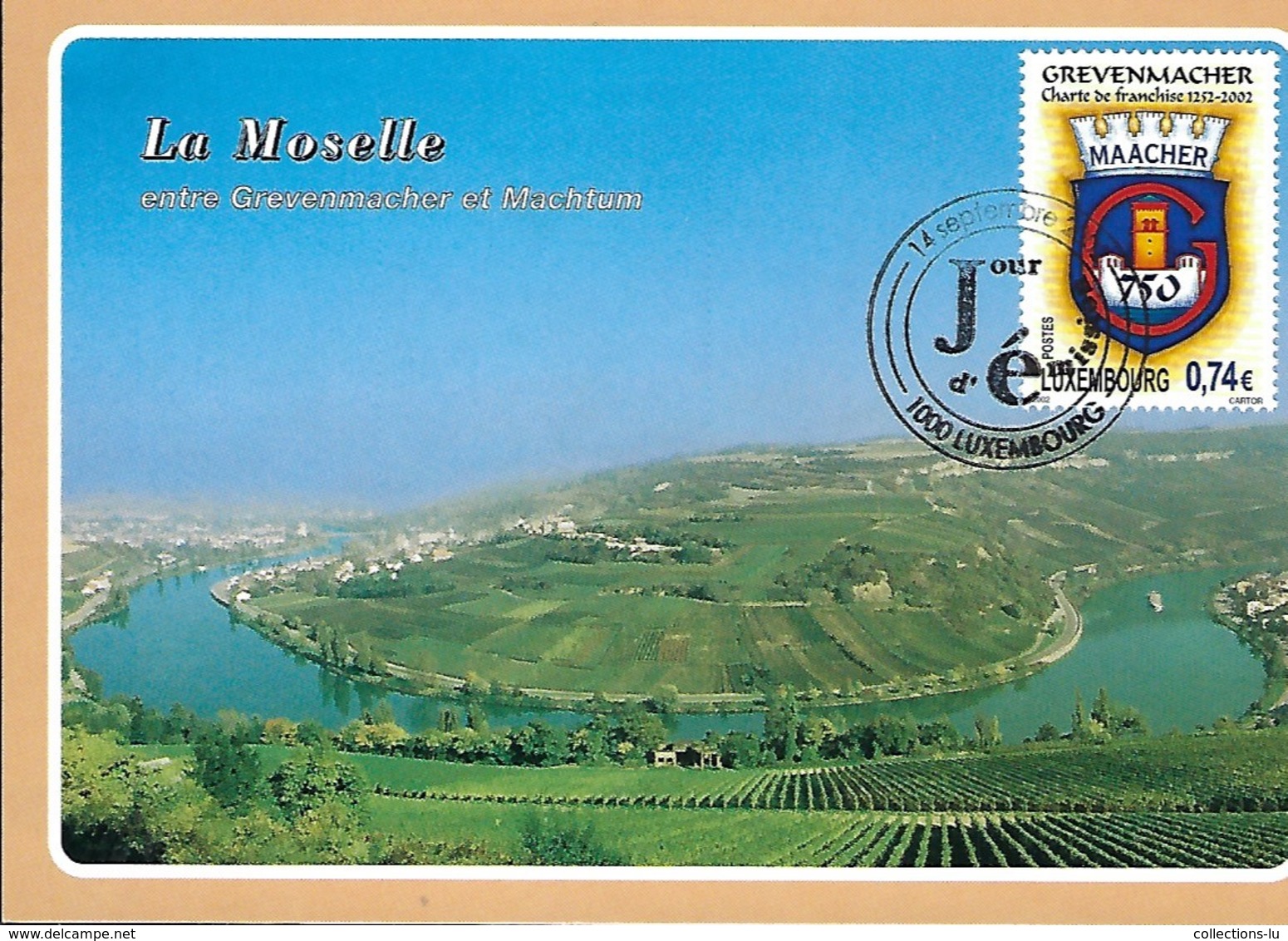 14.9.2002  -  LA MOSELLE - ENTRE GREVENMACHER ET MACHTUM  Poto H.Modert,Machtum - Cartes Maximum