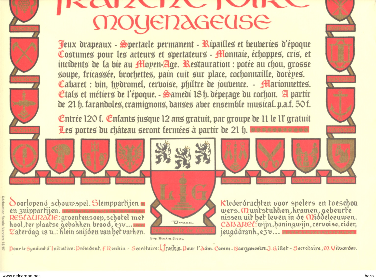 THEUX - Château De Franchimont - Affiche De La Franche Foire Moyenageuse De 1987 (sf101) - Posters