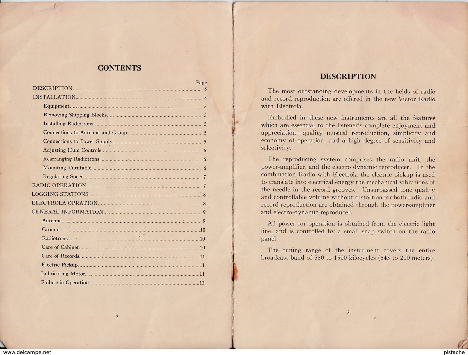 Instructions For Operating Victor Radio-Electrola - Illustrations - Year 1929 - 12 Pages - Size 5 X 7 1/2 - 3 Scans - Libros Y Esbozos