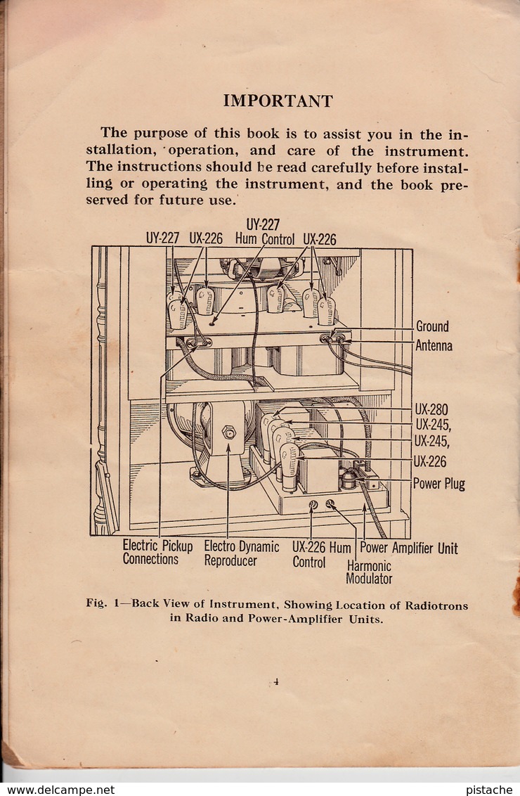 Instructions For Operating Victor Radio-Electrola - Illustrations - Year 1929 - 12 Pages - Size 5 X 7 1/2 - 3 Scans - Libri & Schemi