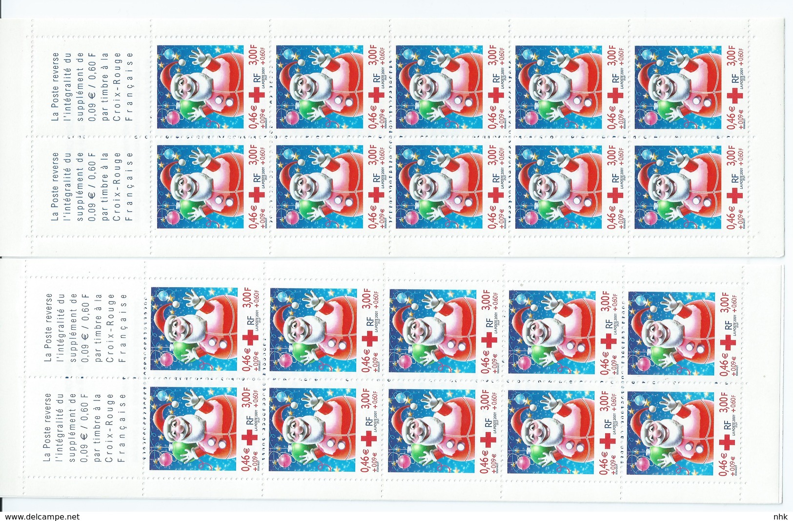 [17] Variété : Carnet N° 2050  Croix-rouge 2001 N°3436 Double-frappe De La Légende Bleue  + Normal ** - Libretti