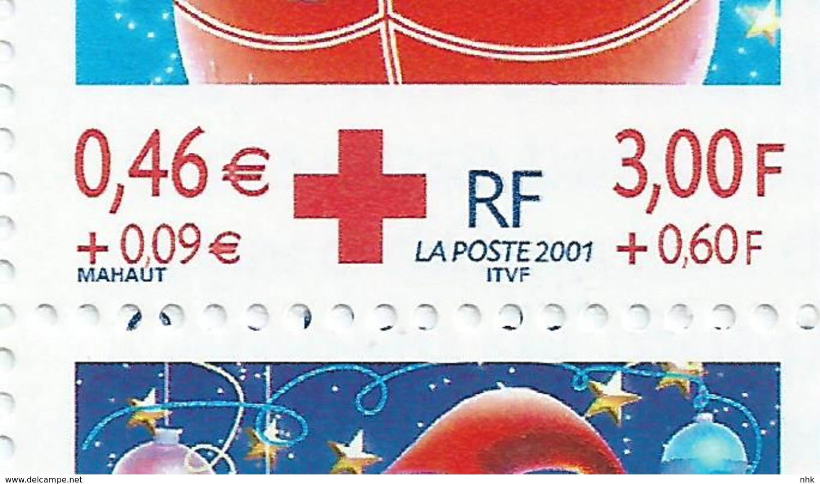 [17] Variété : Carnet N° 2050  Croix-rouge 2001 N°3436 Double-frappe De La Légende Bleue  + Normal ** - Booklets