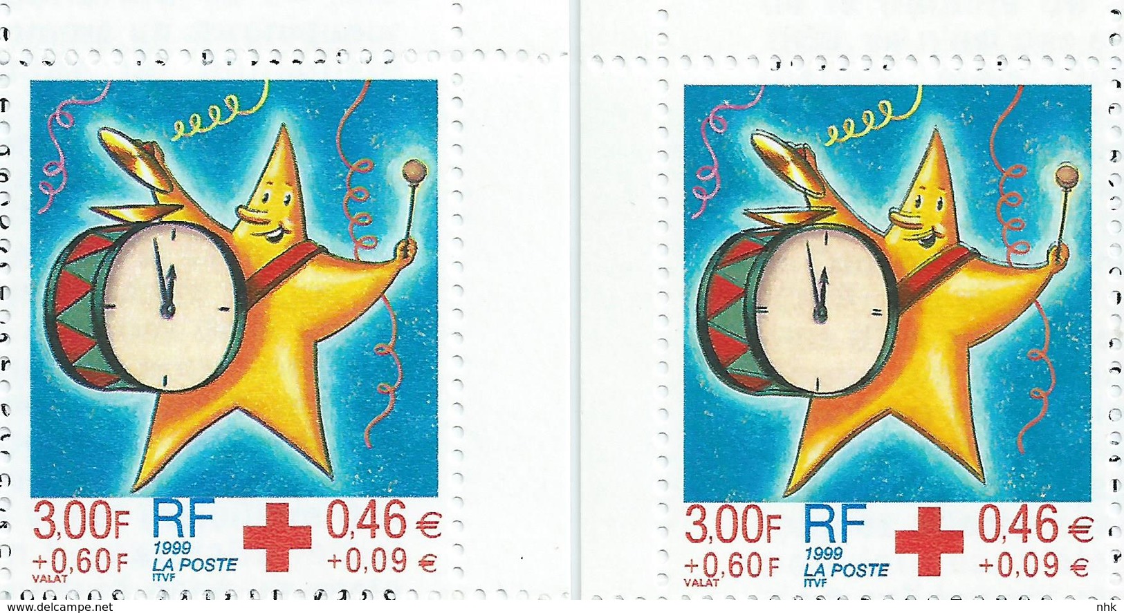 [17] Variété : Carnet N° 2048  Croix-rouge 1999 N°3288 Double-frappe Du Noir  + Normal ** - Booklets