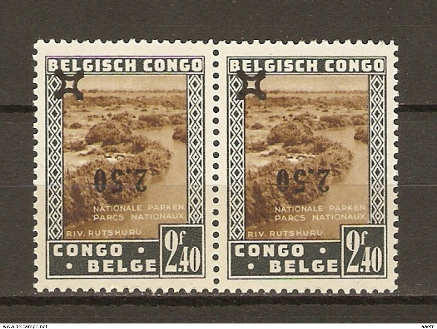 Congo Belge 1941 - Parcs Nationaux - Surcharge Renversée - Paire Cob 227 CU MNH - Curiosité - Nuevos