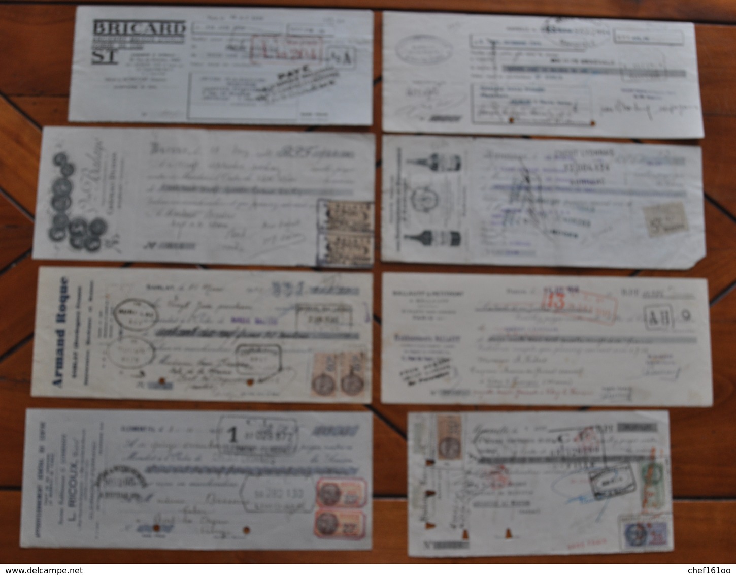 8 Traites Commerciales Avec Timbres Fiscaux, Scans Recto-verso.. - Lettres De Change