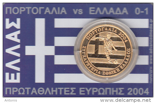 GREECE - Card With Medal, Final EURO 2004/Portugal Vs Greece 0-1, Thanks Otto Rehagel, Tirage 3000, 07/04 - Altri & Non Classificati