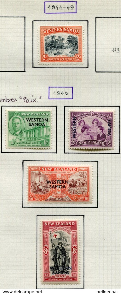 13676 SAMOA  Collection Vendue Par Page  N° 122, 140, 142, 144/7 */ °  1935-46  B/TB - Samoa