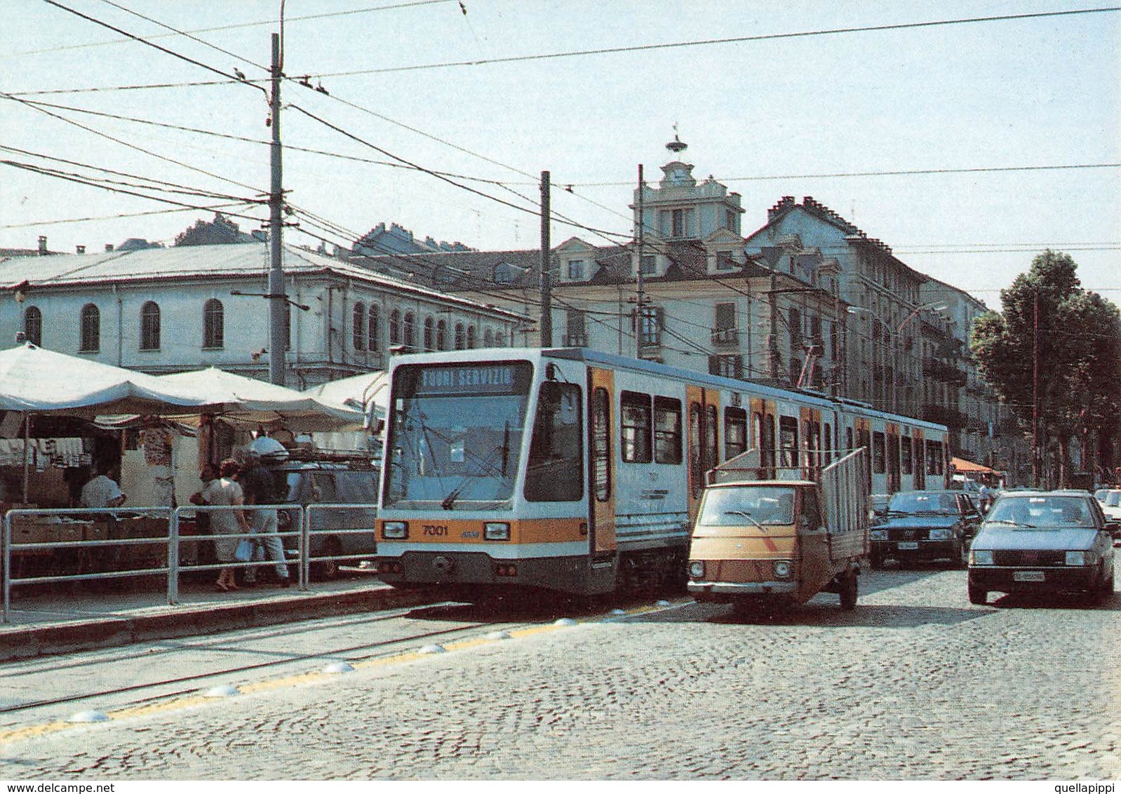 D9344 "PIEMONTE -TT TRANVIE TORINESI -LINEA 3-MOTR.7000-PIAZZA DELLA REPUBBLICA " ANIMATA ,MOTOCARRO APE - Transportes