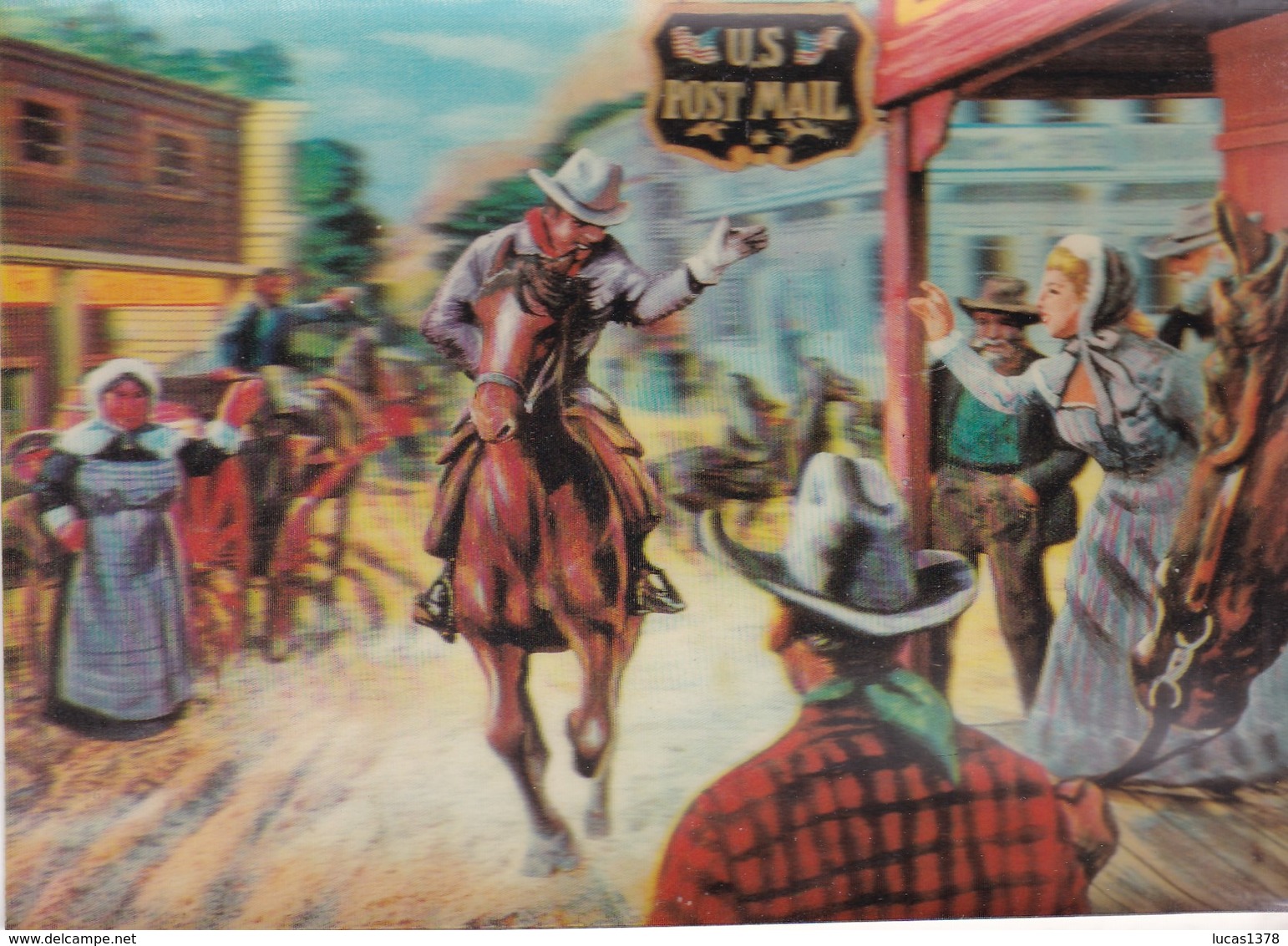 Carte Postale Visiorelief 3 D  /- U. S. POST MAIL - LE TELEGRAPHE A CHEVAL D'APRES SAINTE CROIX - - Amérique