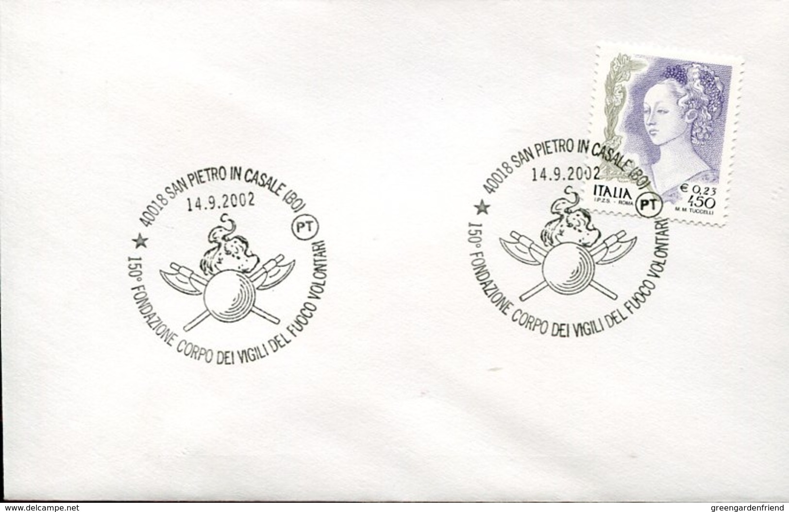 46131 Italia,  Cover With Special Postmarks, San Pietro In Casale Bologna  2002, Pompieri, Feuerwehr,fireman,pompiers - Pompieri