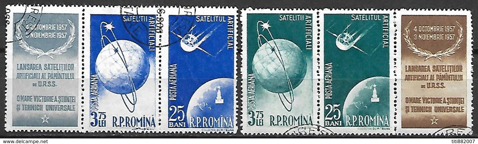 ROUMANIE    -  Aéros  -   1957 .   Y&T N° 69 à 72 Oblitérés.  Satellites .  Série Complète. - Usado