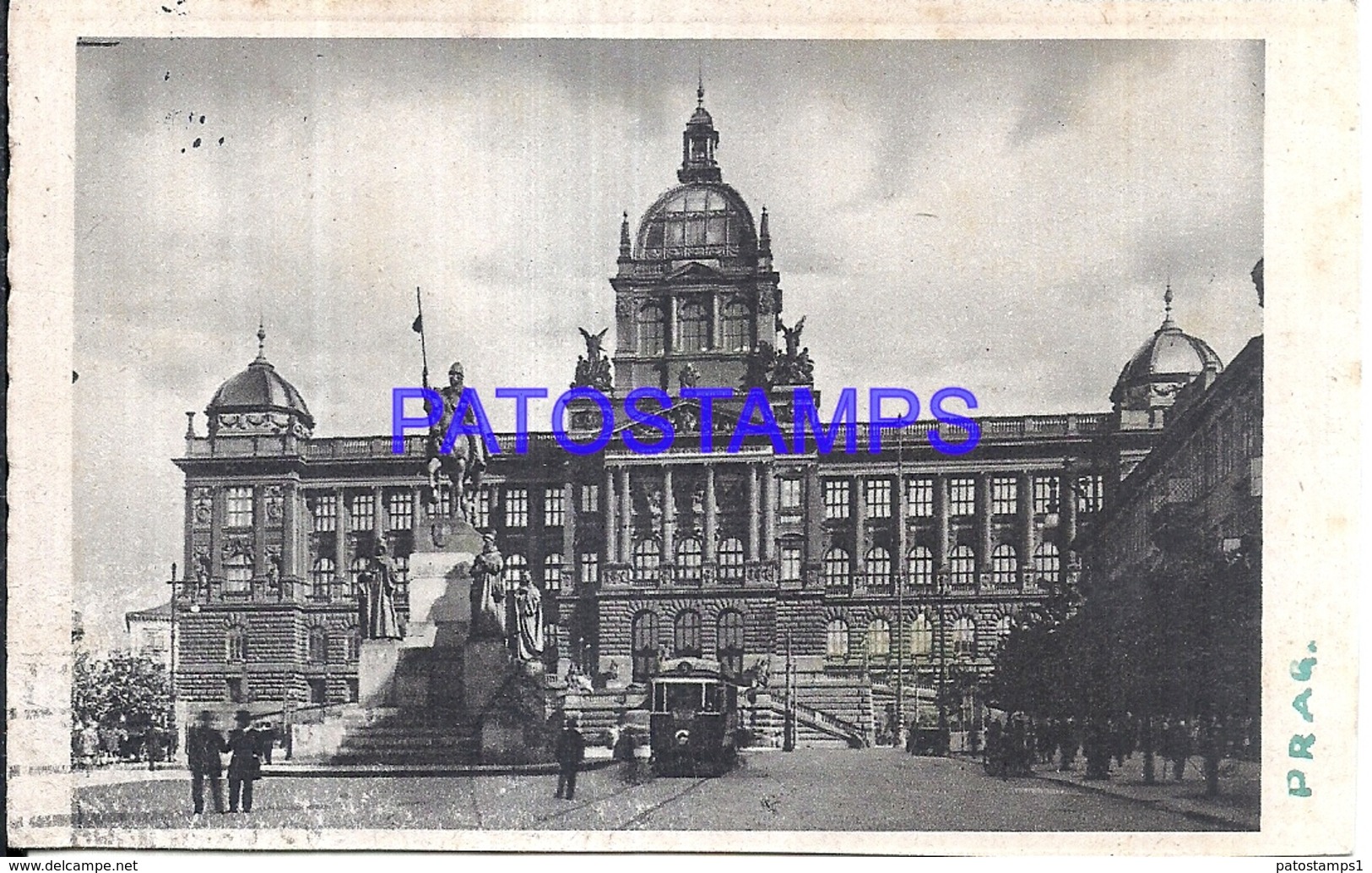 115579 CZECH REPUBLIC PRAHA VIEW BUILDING MUSEUM & TRAMWAY CIRCULATED TO ARGENTINA POSTAL POSTCARD - Tschechische Republik