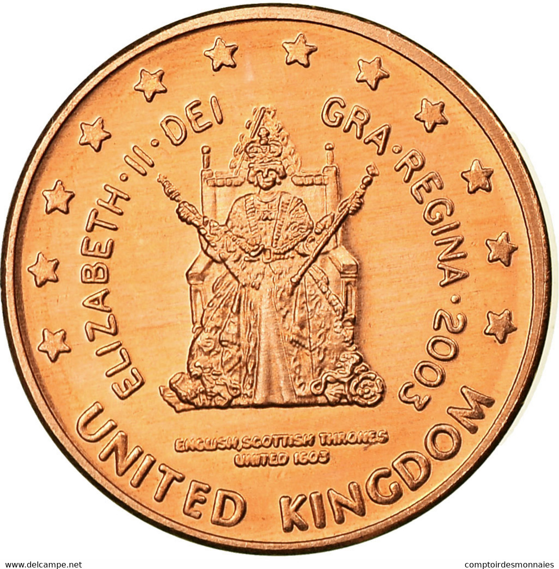 United Kingdom , Fantasy Euro Patterns, Euro Cent, 2003, SPL, Copper Plated - Essais Privés / Non-officiels