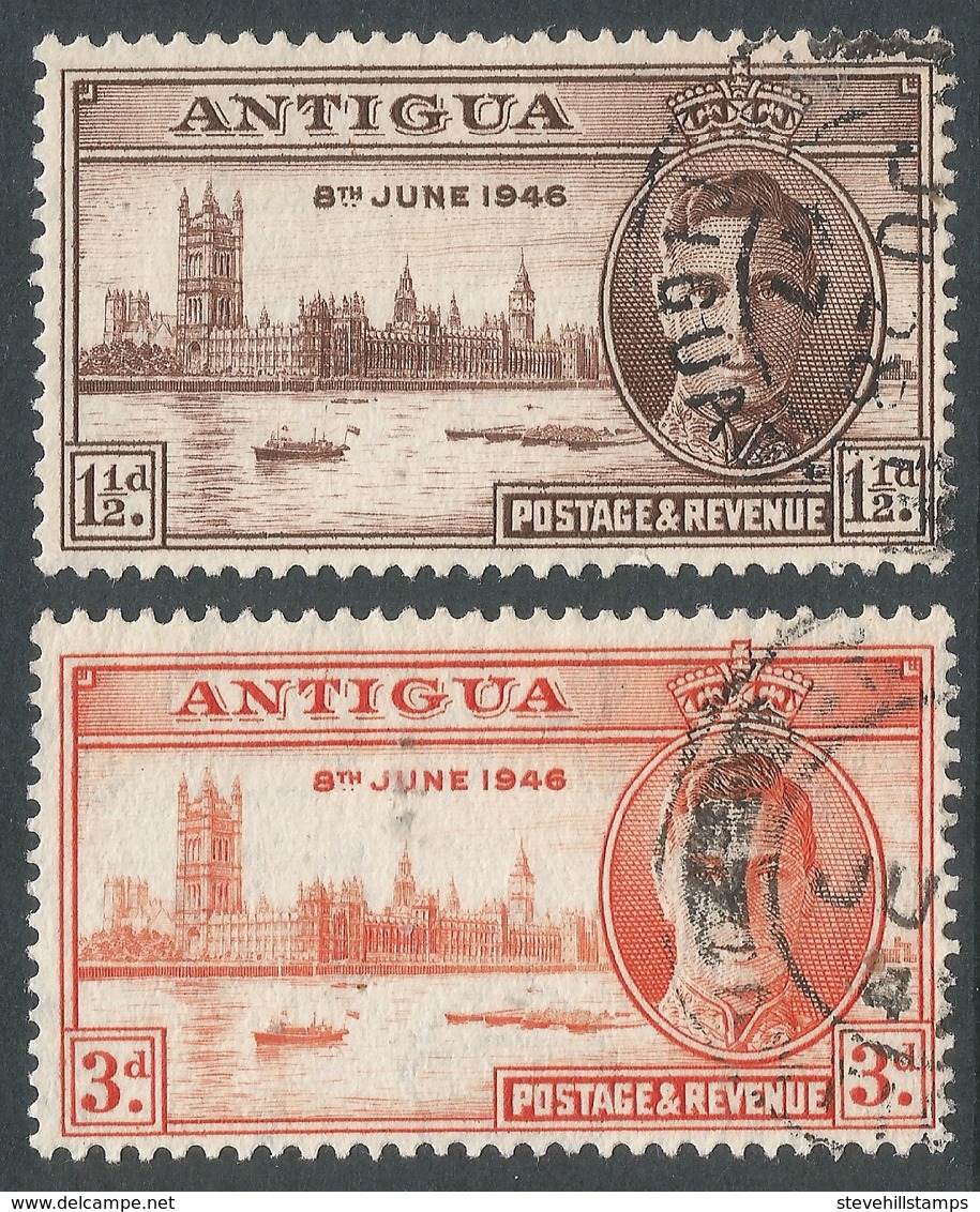 Antigua. 1946 Victory. Used Complete Set SG 110-111 - 1858-1960 Crown Colony