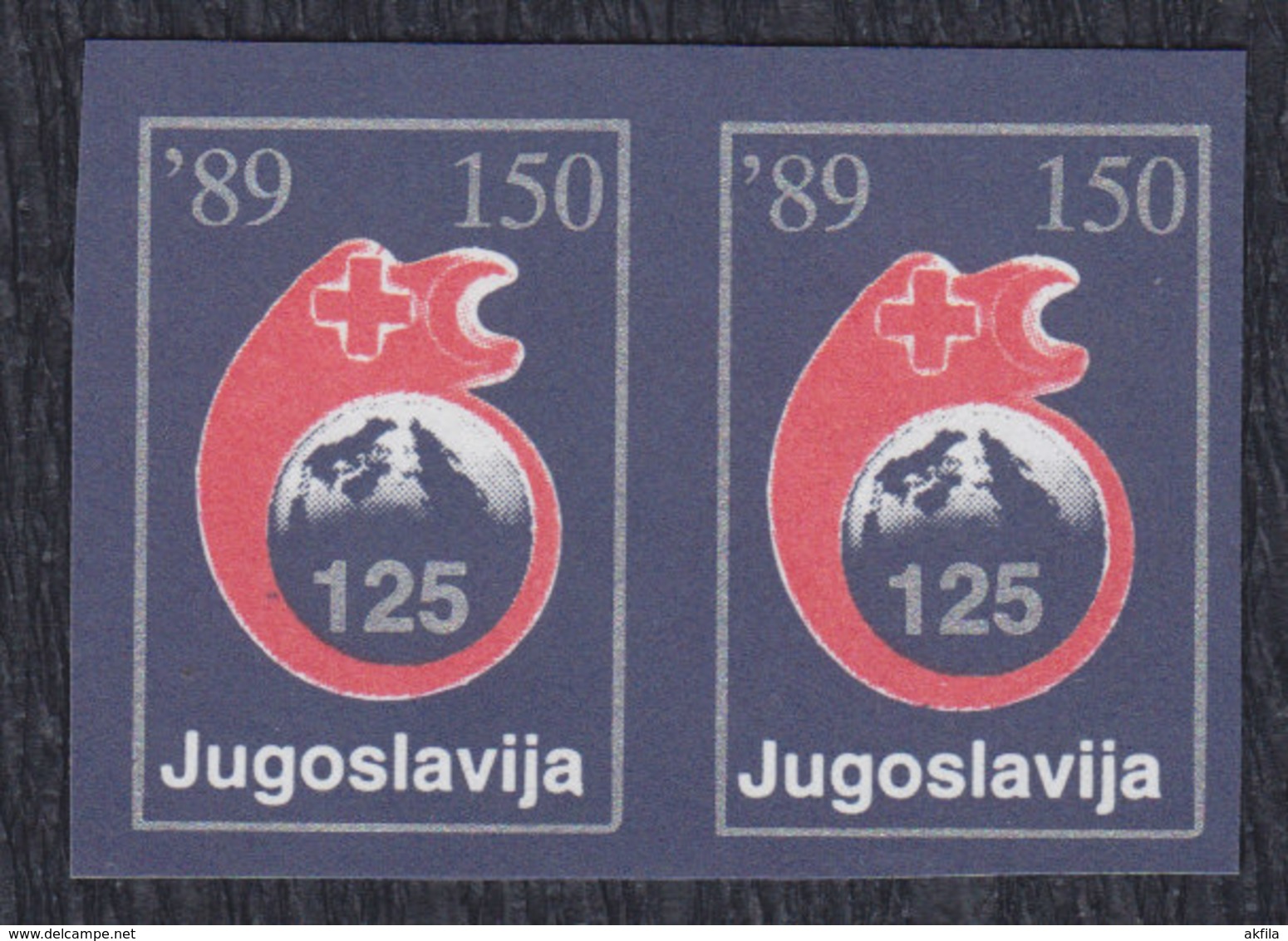 Yugoslavia 1989 Red Cross Surcharge, Imperforated In Pair, MNH (**) Michel 168 - Imperforates, Proofs & Errors