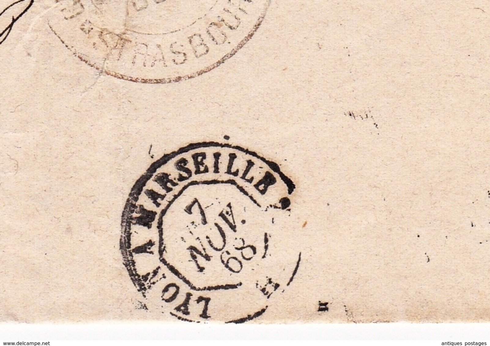 Lettre 1868 Oehmichen Agent de Douane Strasbourg Alsace Chemin de Fer de l'Est Parfumerie Warrick Frères Nice