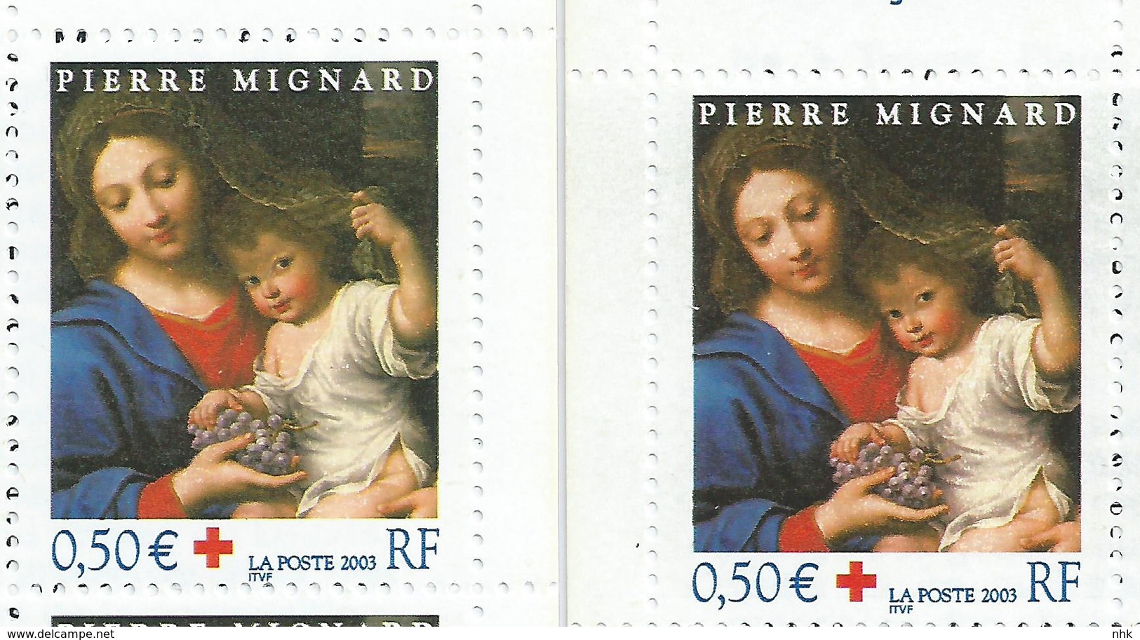 [17] Variété : Carnet N° 2052  Croix-rouge 2003 N°3620 Fond Rosé Au Lieu De Verdâtre  + Normal ** - Markenheftchen