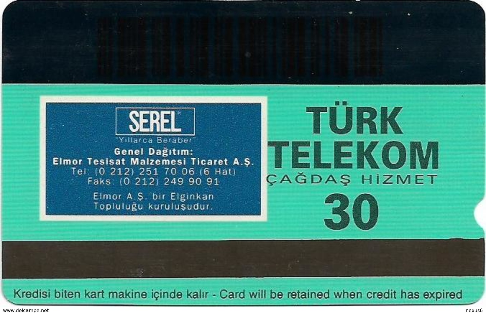 Turkey - TT - Alcatel - R Advert. Series - Serel Washbasins, R-117, 30U, 1997, Used - Turkey