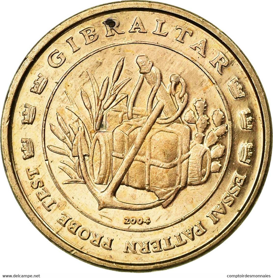Gibraltar, Fantasy Euro Patterns, 5 Euro Cent, 2004, FDC, Copper Plated Steel - Privéproeven