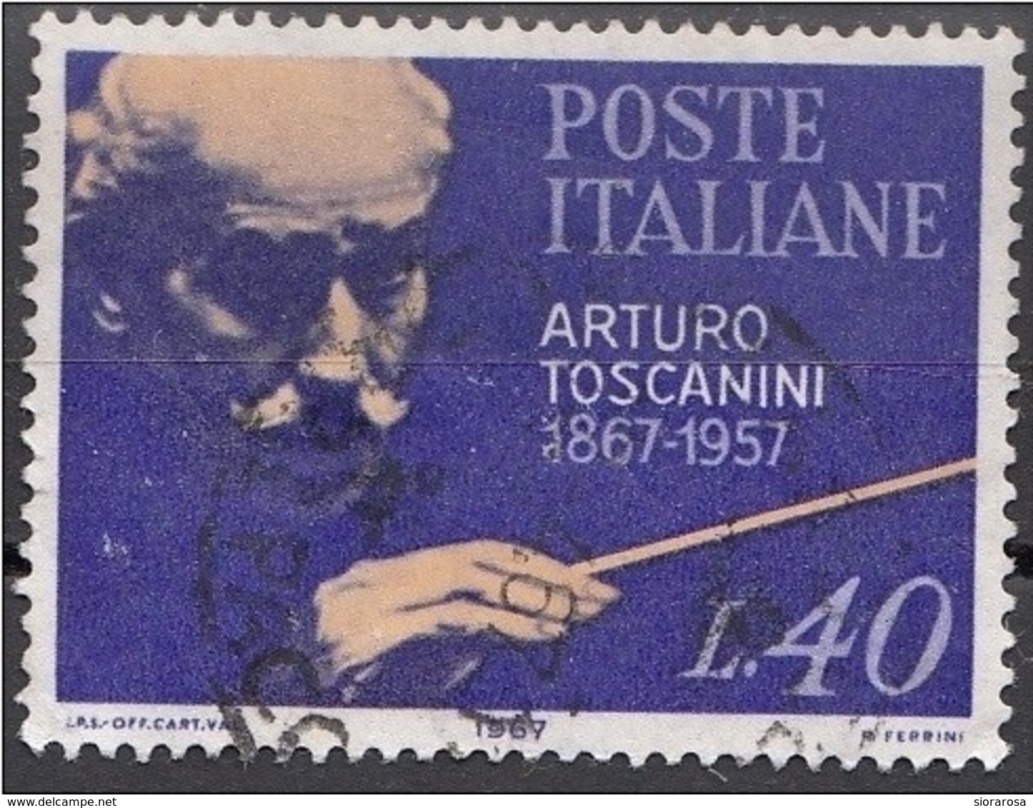 Italia 1967 Uf. 1035 Direttore D ' Orchestra Arturo Toscanini (1867-1957) Used - Musica