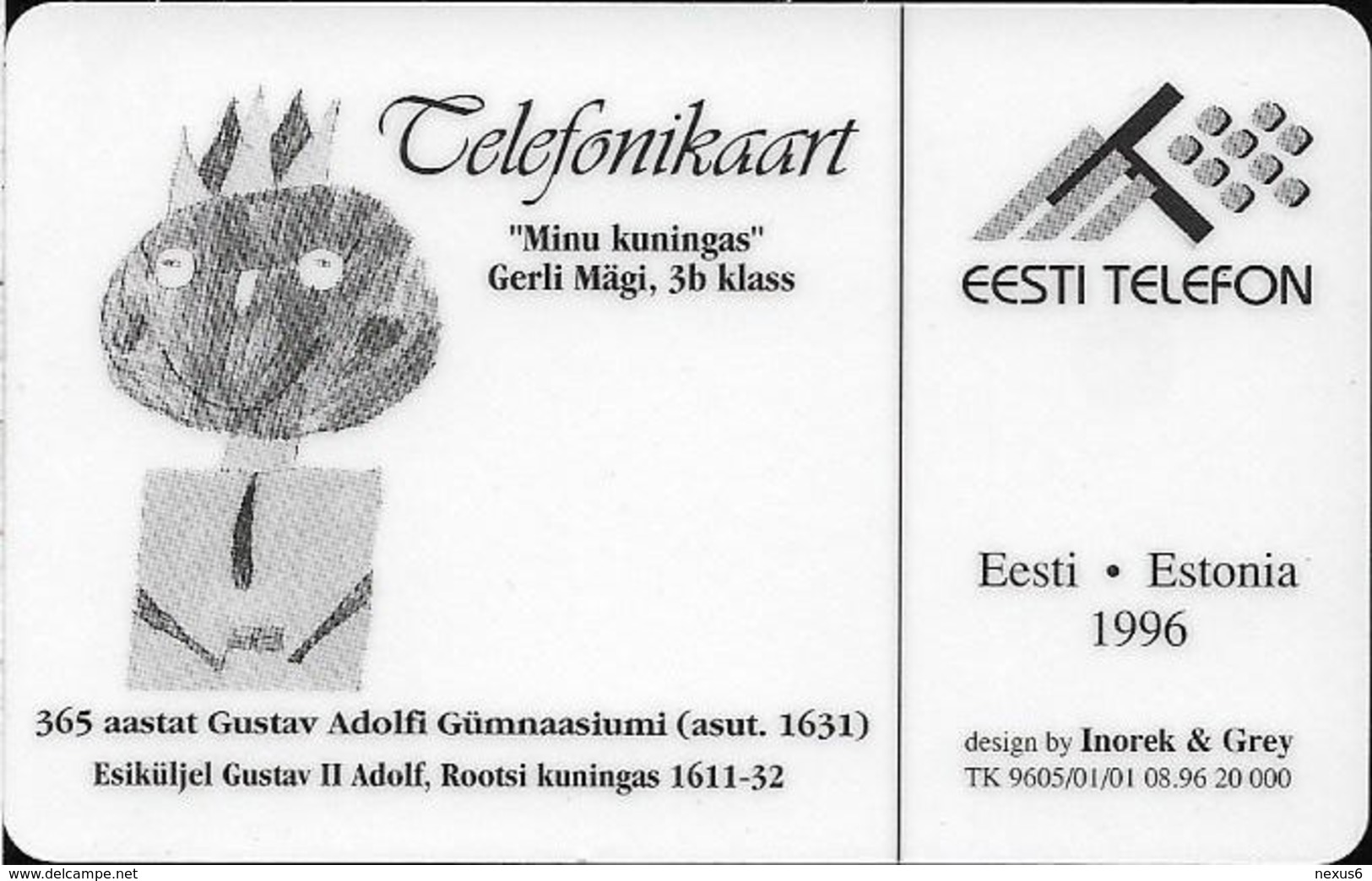 Estonia - Eesti Telefon - King Gustav II Adolf - 08.1996, Chip Siemens S36, 30Kr, 20.000ex, Used - Estonia