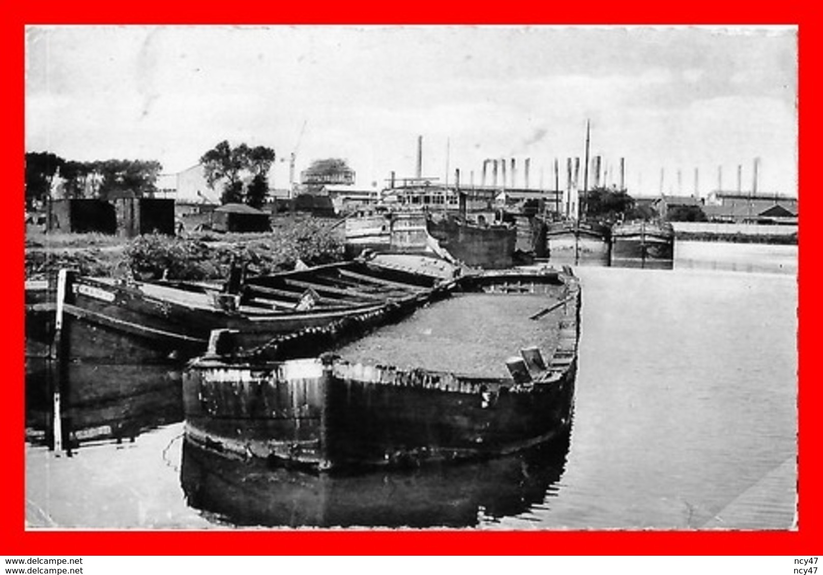 CPSM/pf (59) FLERS-en-ESCREBIEUX.  Pont De La Deûle, Gare D'eau Et Asturies, Péniches...S895 - Altri & Non Classificati