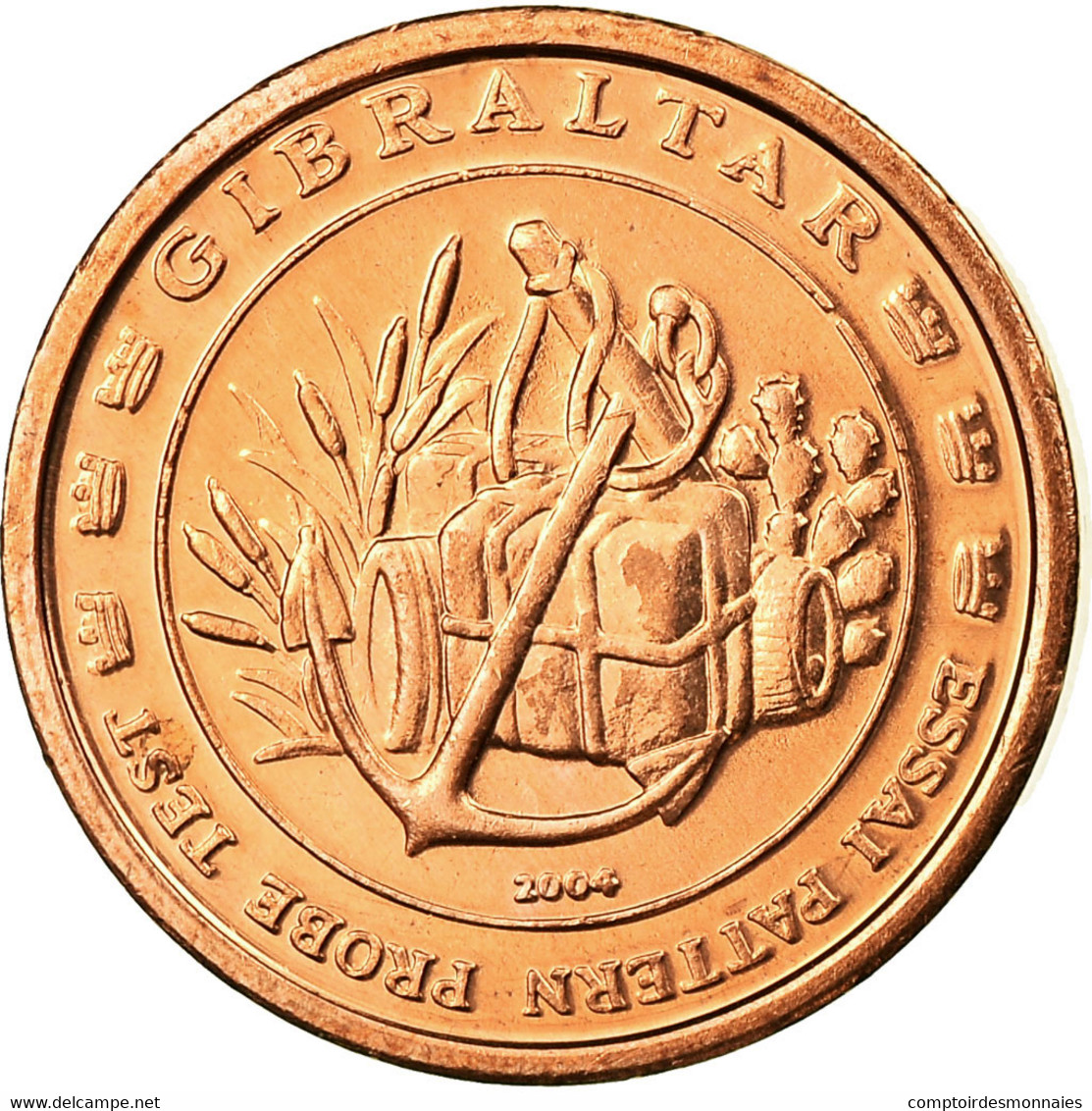 Gibraltar, Fantasy Euro Patterns, 2 Euro Cent, 2004, FDC, Copper Plated Steel - Essais Privés / Non-officiels