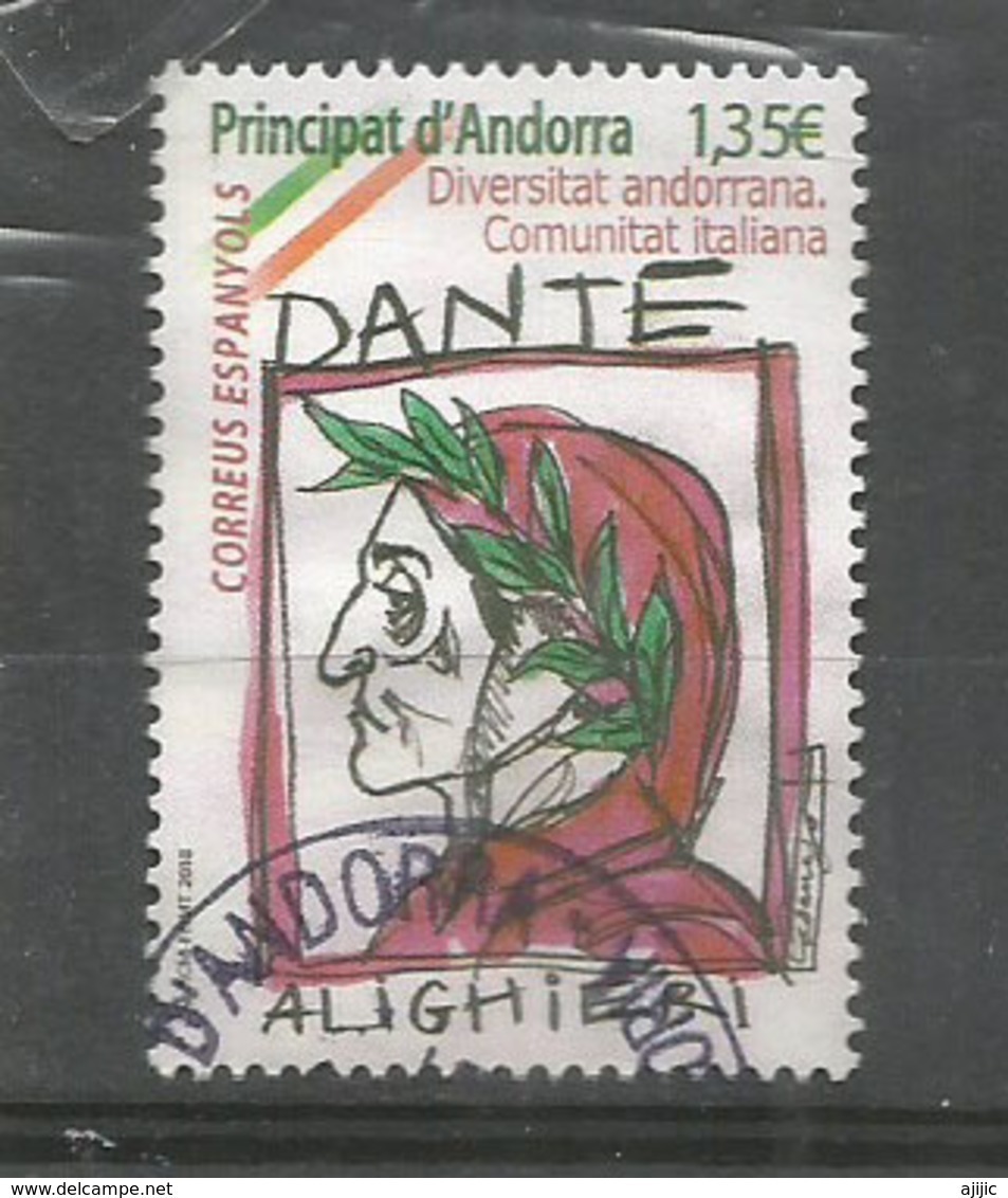 2018 Hommage à Dante Alighieri, Poète, écrivain, Père De La Langue Italienne, Timbre Oblitéré, 1 Ere Qualité. AND.ESP - Gebraucht