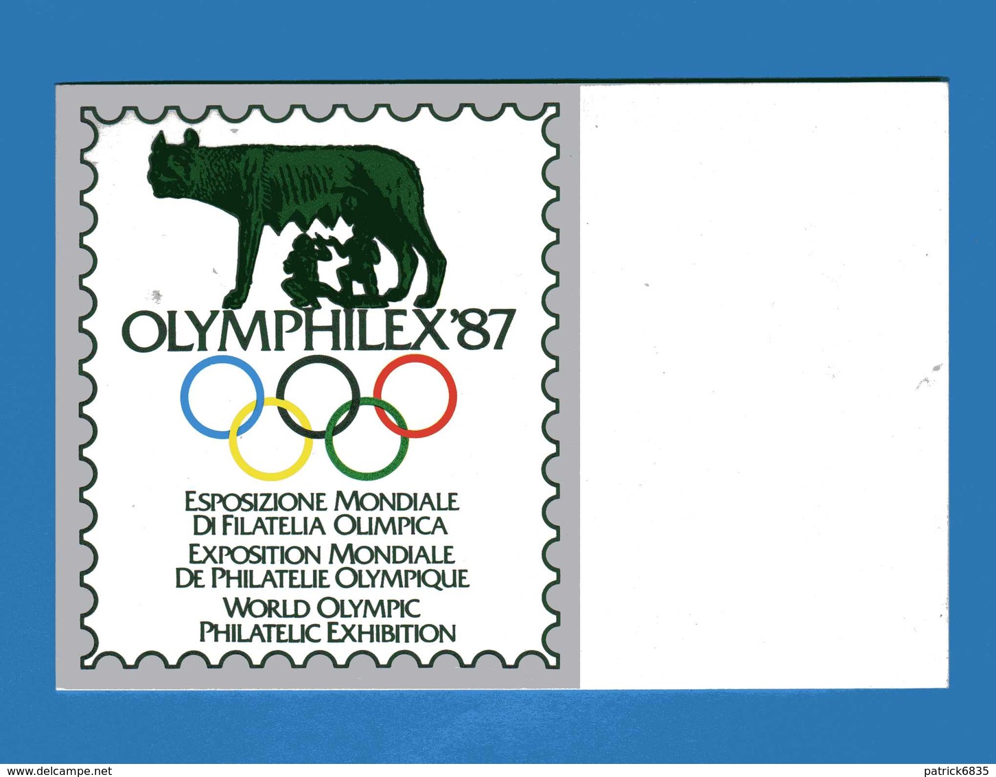 (St) OLYMPIC - ITALIA ROMA 1987 - OLYMPHILEX '87 - ANNULLO 31/08 E 6.09.1987 - OFFICIAL POSTCARD - Estate 1988: Seul