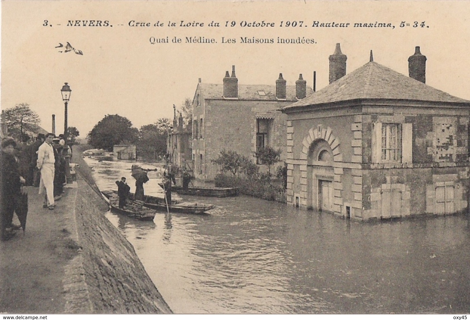 Nevers - Crue De La Loire 1907 - Quai De Médine Les Maisons Inondées - Nevers