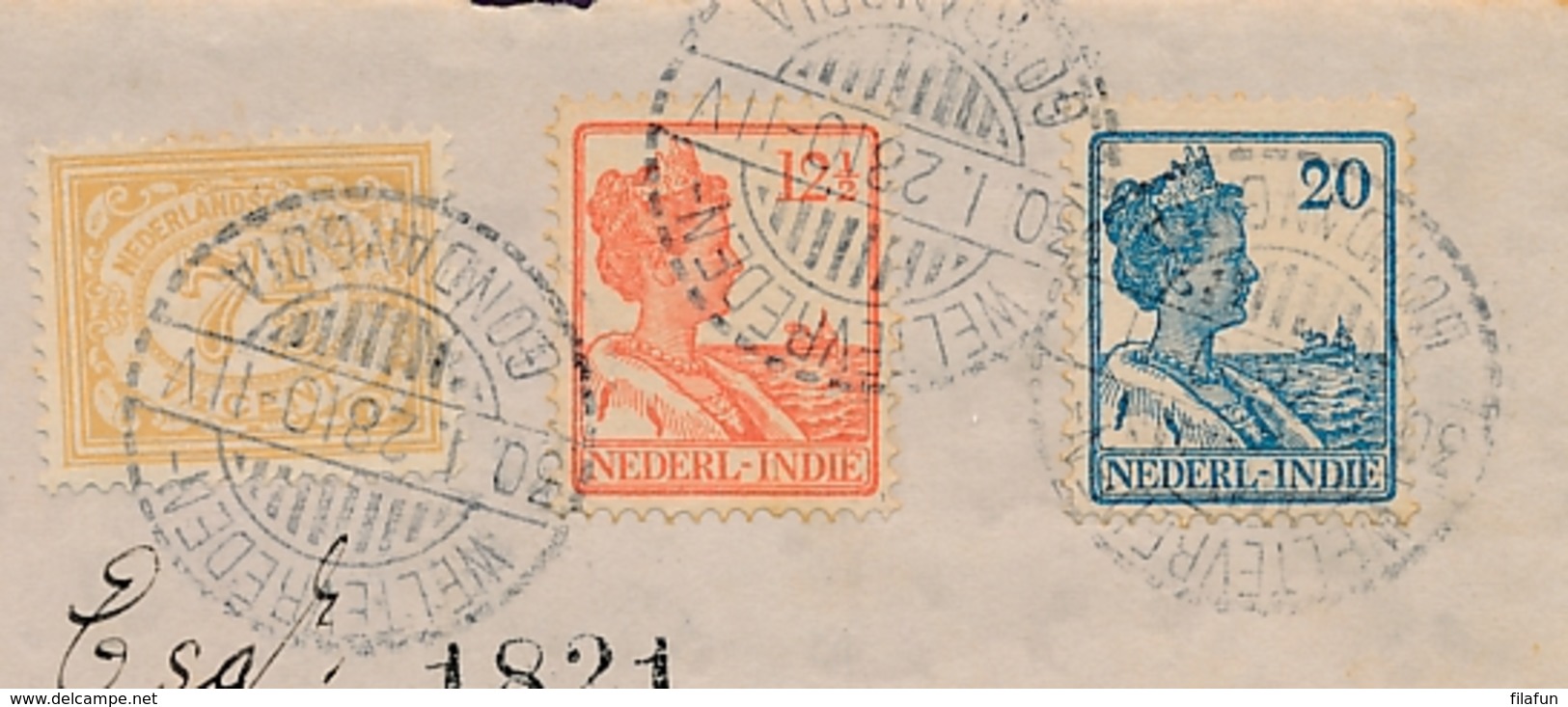 Nederlands Indië - 1928 - 3 Zegels Op R-cover Van LB WELTEVREDEN-GONDANGDIA Naar Den Haag / Nederland - Nederlands-Indië