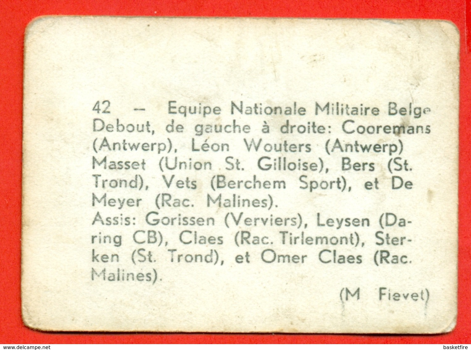 Equipe Nationale Militaire Belge - Fotochromo 7 X 5 Cm - Autres & Non Classés