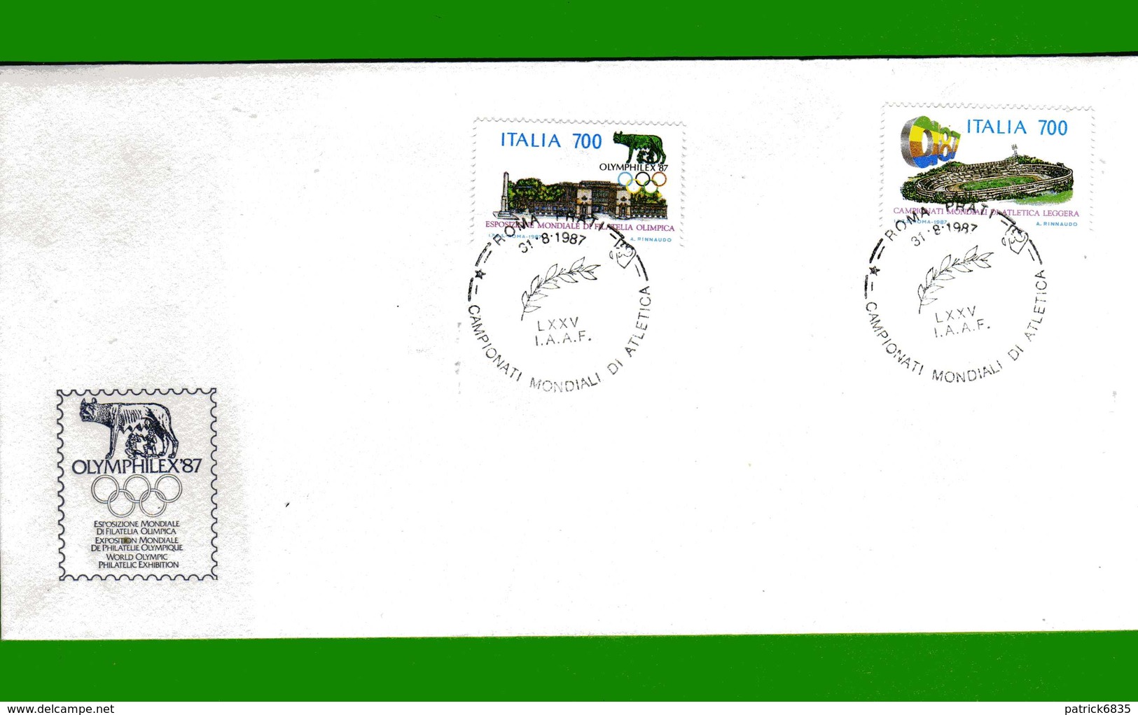 (St) OLYMPIC - FDC. ITALIA ROMA 1987 - OLYMPHILEX '87 - ANNULLI- 31/08 - 1987 - Busta Ufficialeic - Estate 1988: Seul