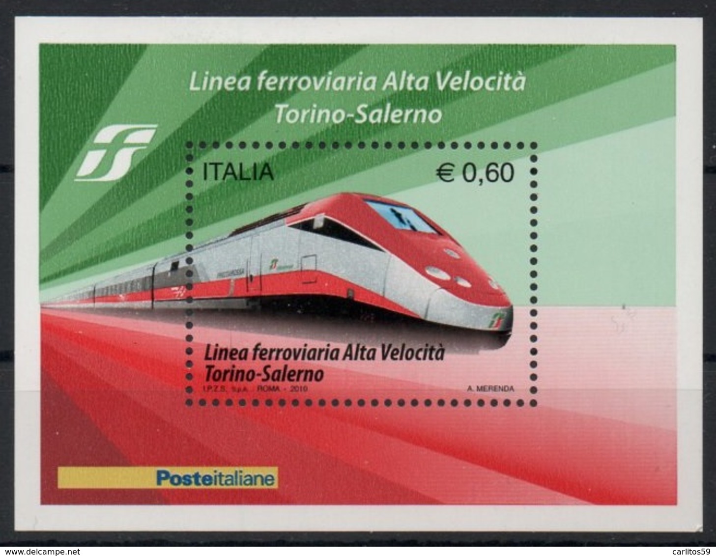 Italia - Repubblica 2010 "Completamento Della Linea Ferroviaria Ad Alta Velocità Torino-Salerno" Nuovo In Foglietto - Blocchi & Foglietti