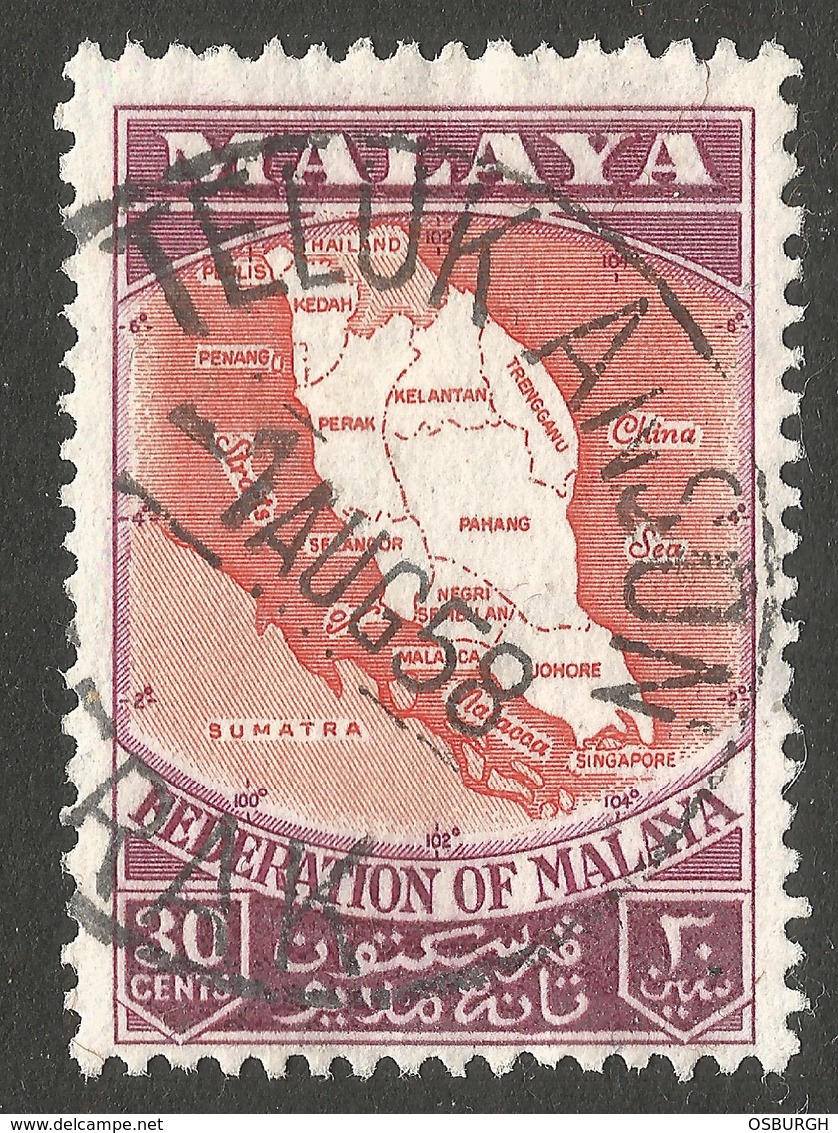 MALAYSIA. 30c USED. TELUK ANSON POSTMARK. - Federated Malay States