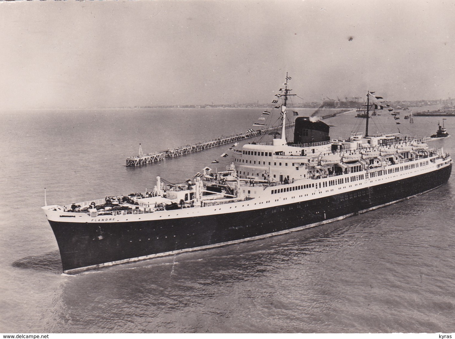 Cpsm 10X15 . PAQUEBOT  Cie Gale Transatlantique .Le " FLANDRE  " Ligne Le Havre-Southampton-New York - Paquebots